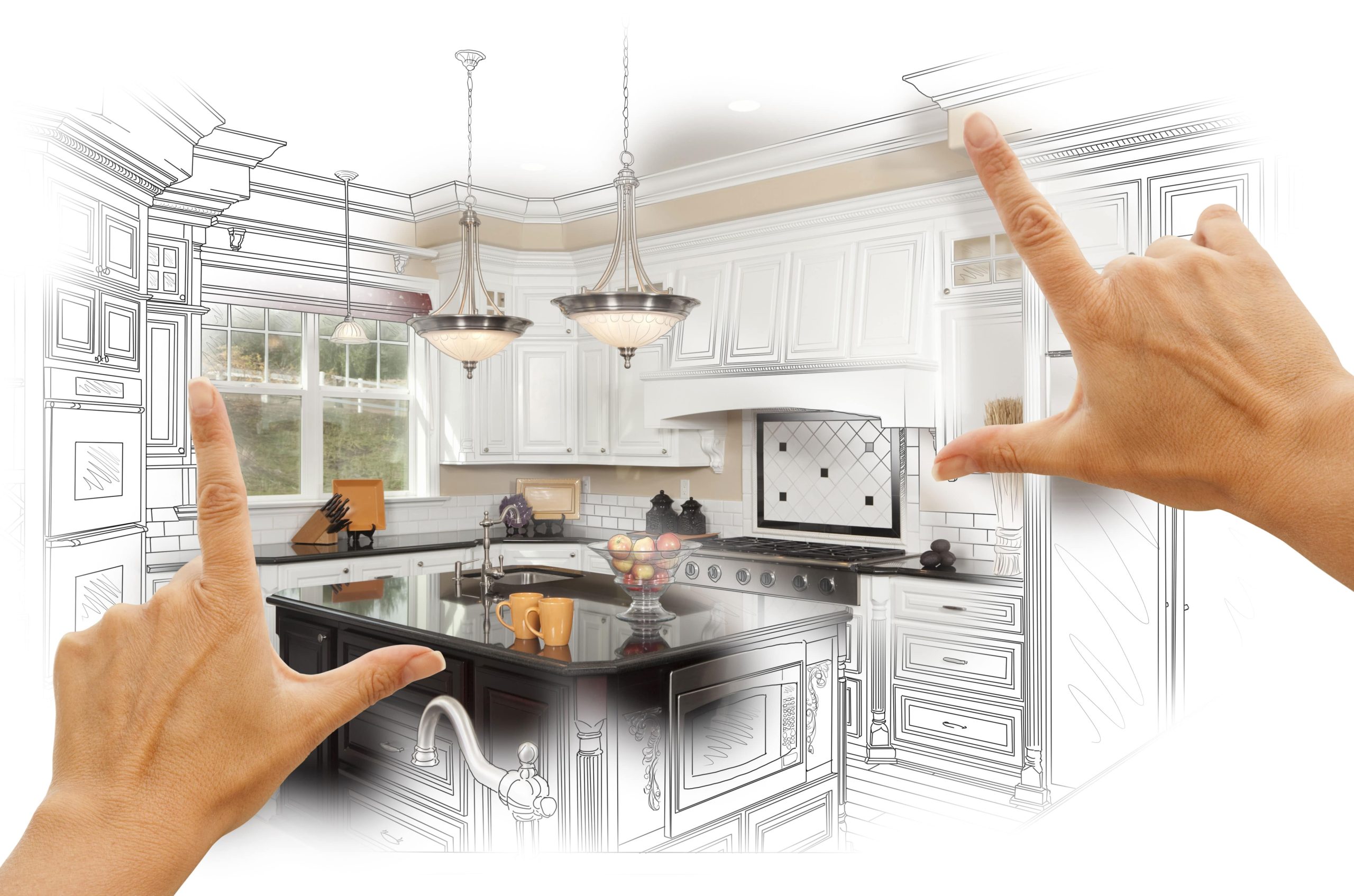 Blueprints show the potential a Denton, TX kitchen has after a custom kitchen remodel.